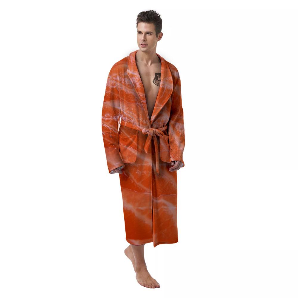 Salmon Print Men's Robe-grizzshop
