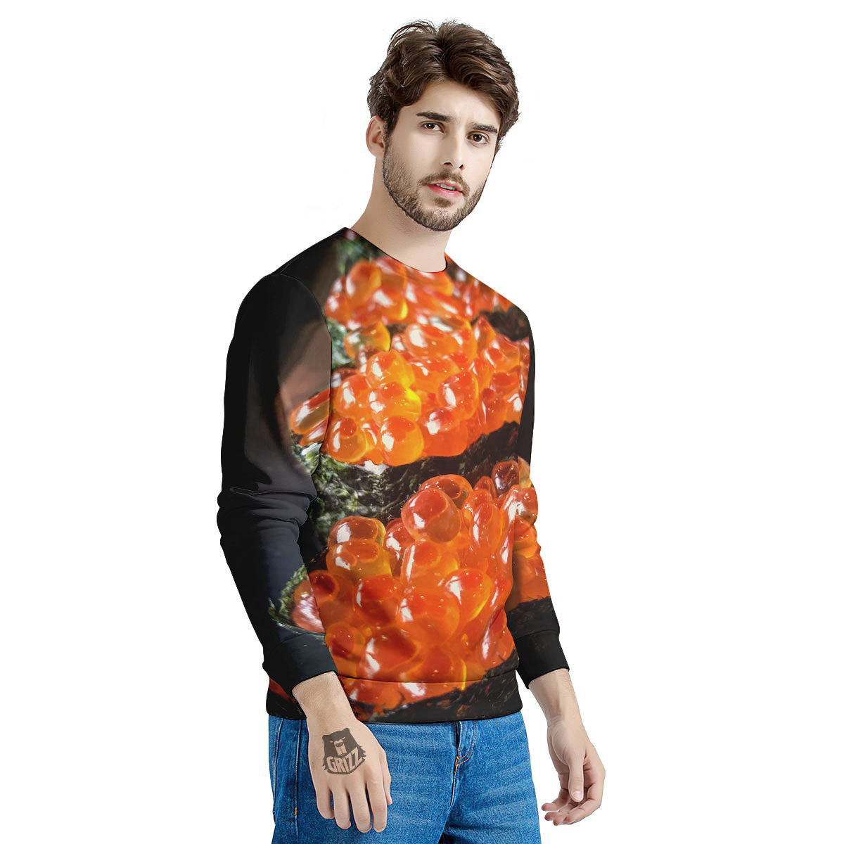 Salmon Roe Sushi Print Men's Sweatshirt-grizzshop