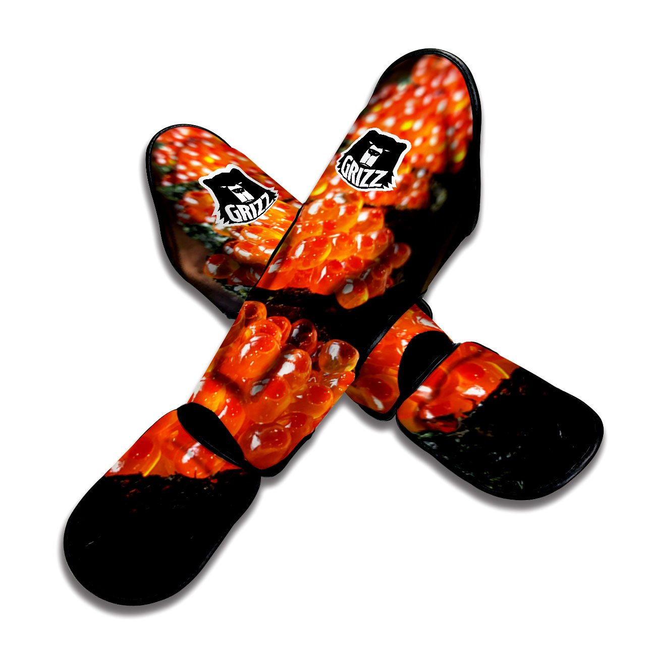 Salmon Roe Sushi Print Muay Thai Shin Guards-grizzshop