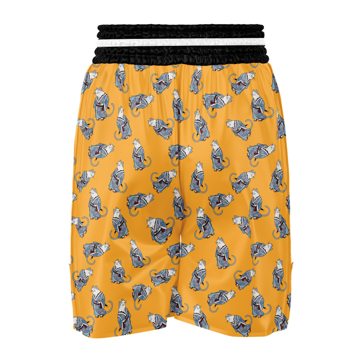 Samurai Cat Print Pattern Boxing Shorts-grizzshop
