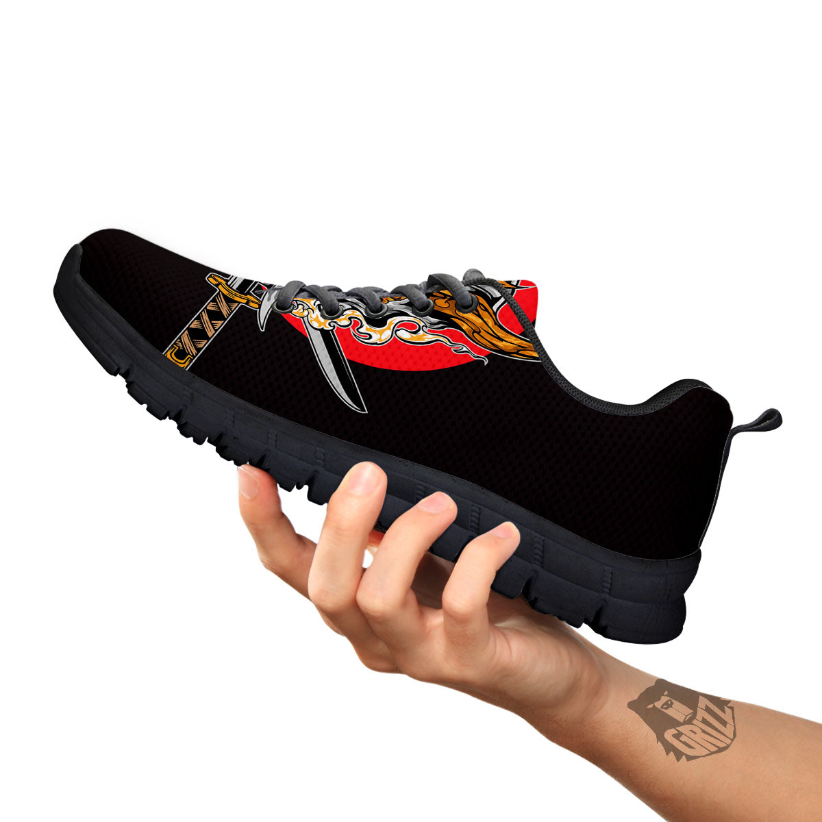 Samurai Demon Print Black Sneaker-grizzshop