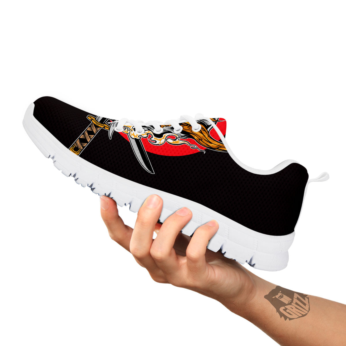 Samurai Demon Print White Sneaker-grizzshop