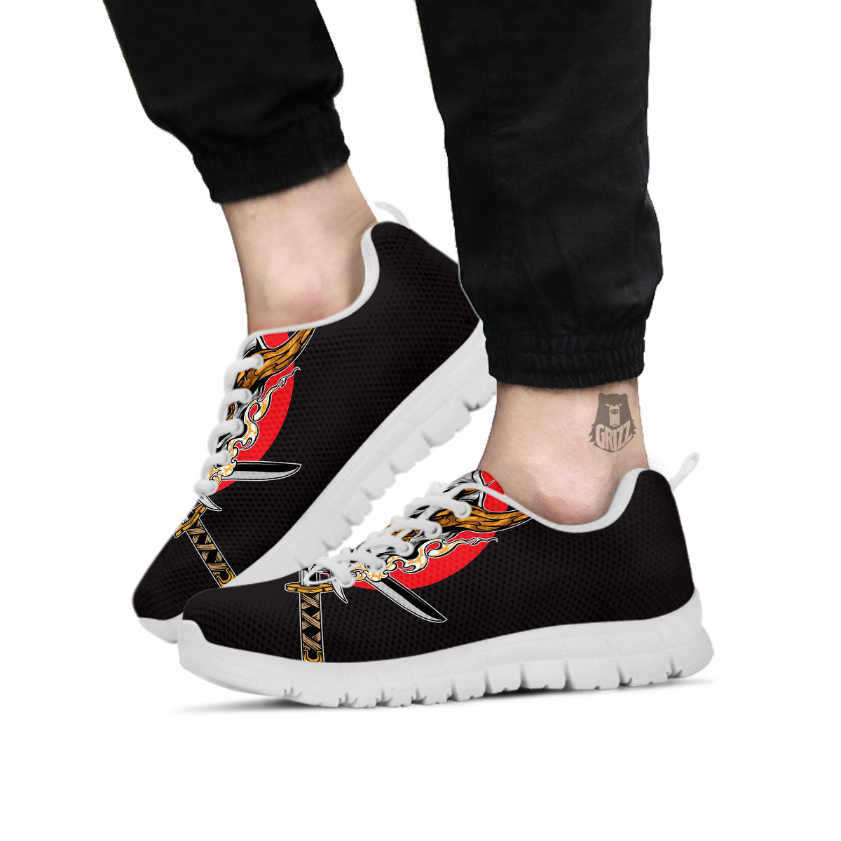 Samurai Demon Print White Sneaker-grizzshop