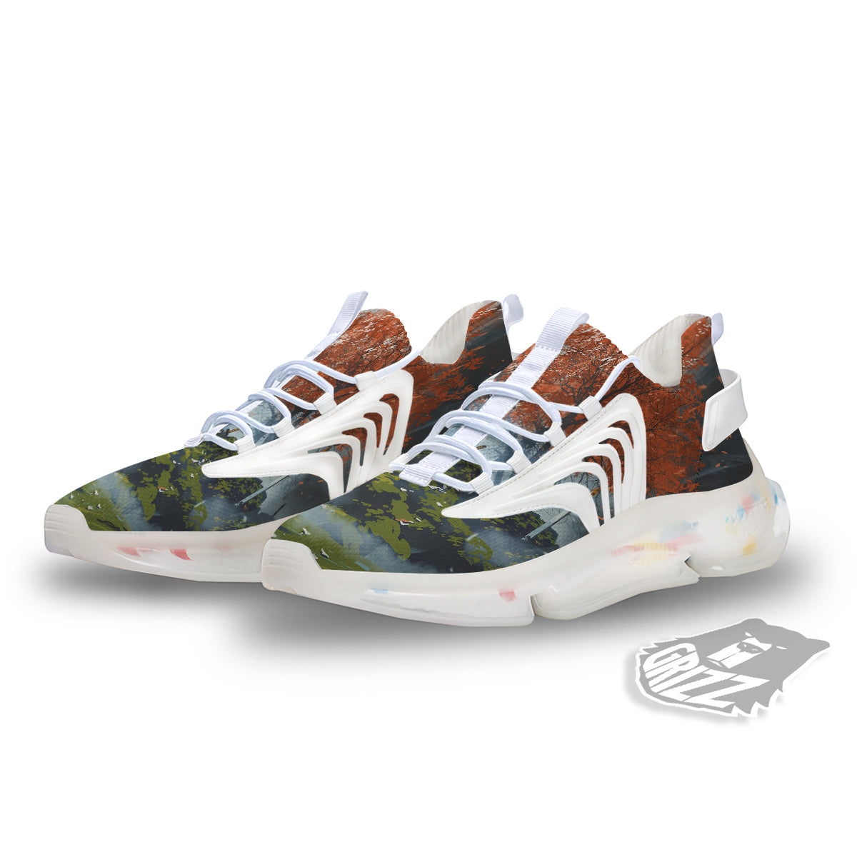 Samurai Fantasy Print White Gym Shoes-grizzshop