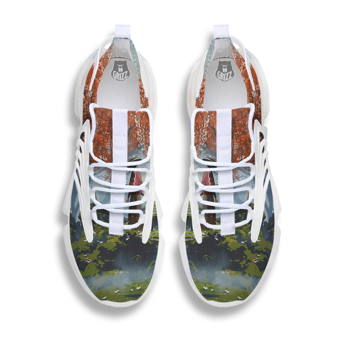 Samurai Fantasy Print White Gym Shoes-grizzshop