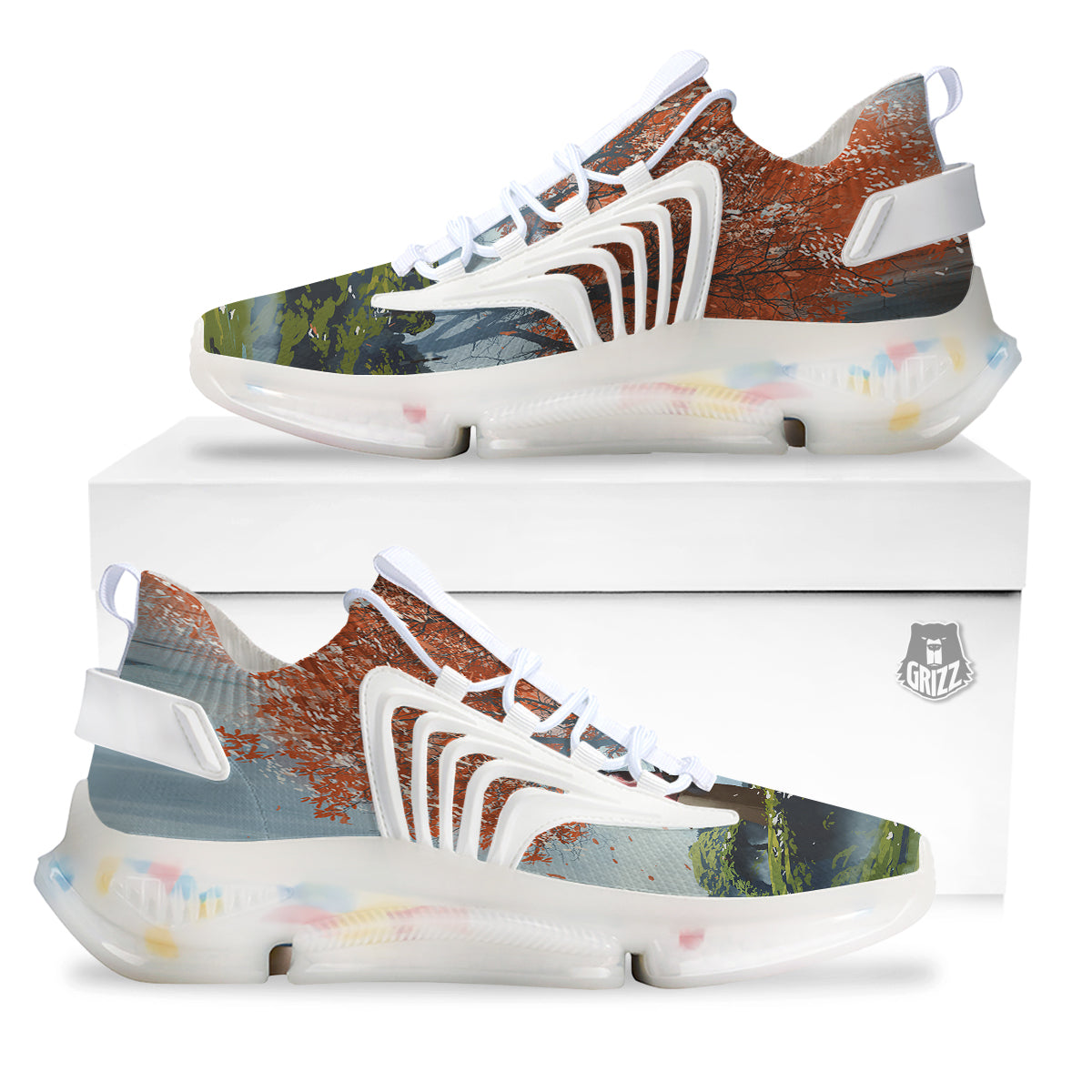 Samurai Fantasy Print White Gym Shoes-grizzshop