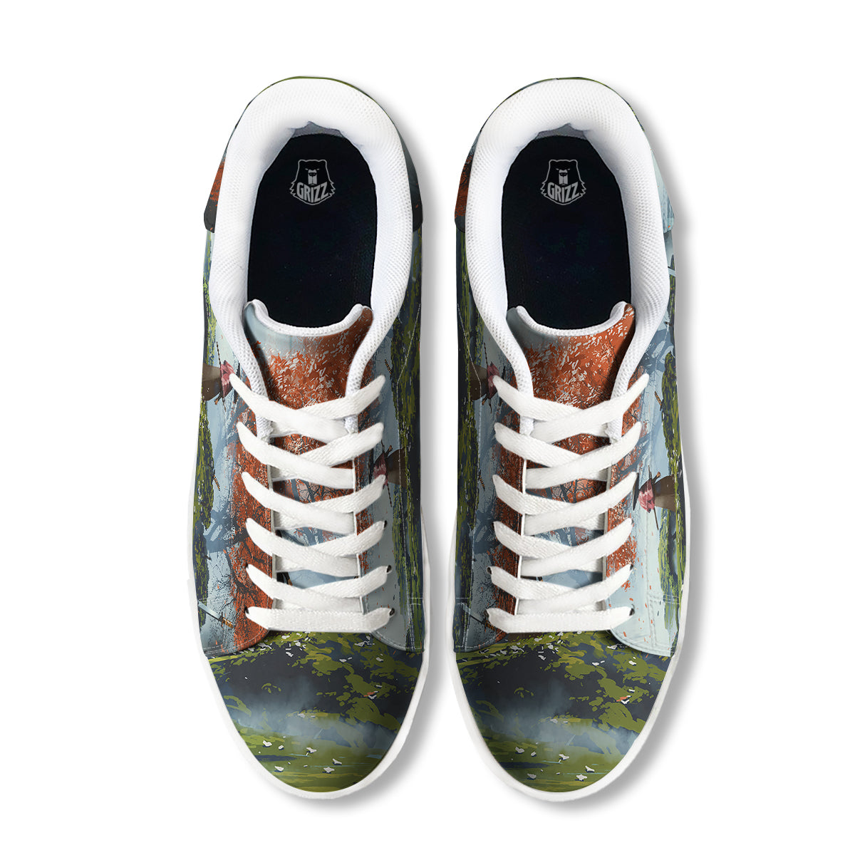 Samurai Fantasy Print White Low Top Sneakers-grizzshop