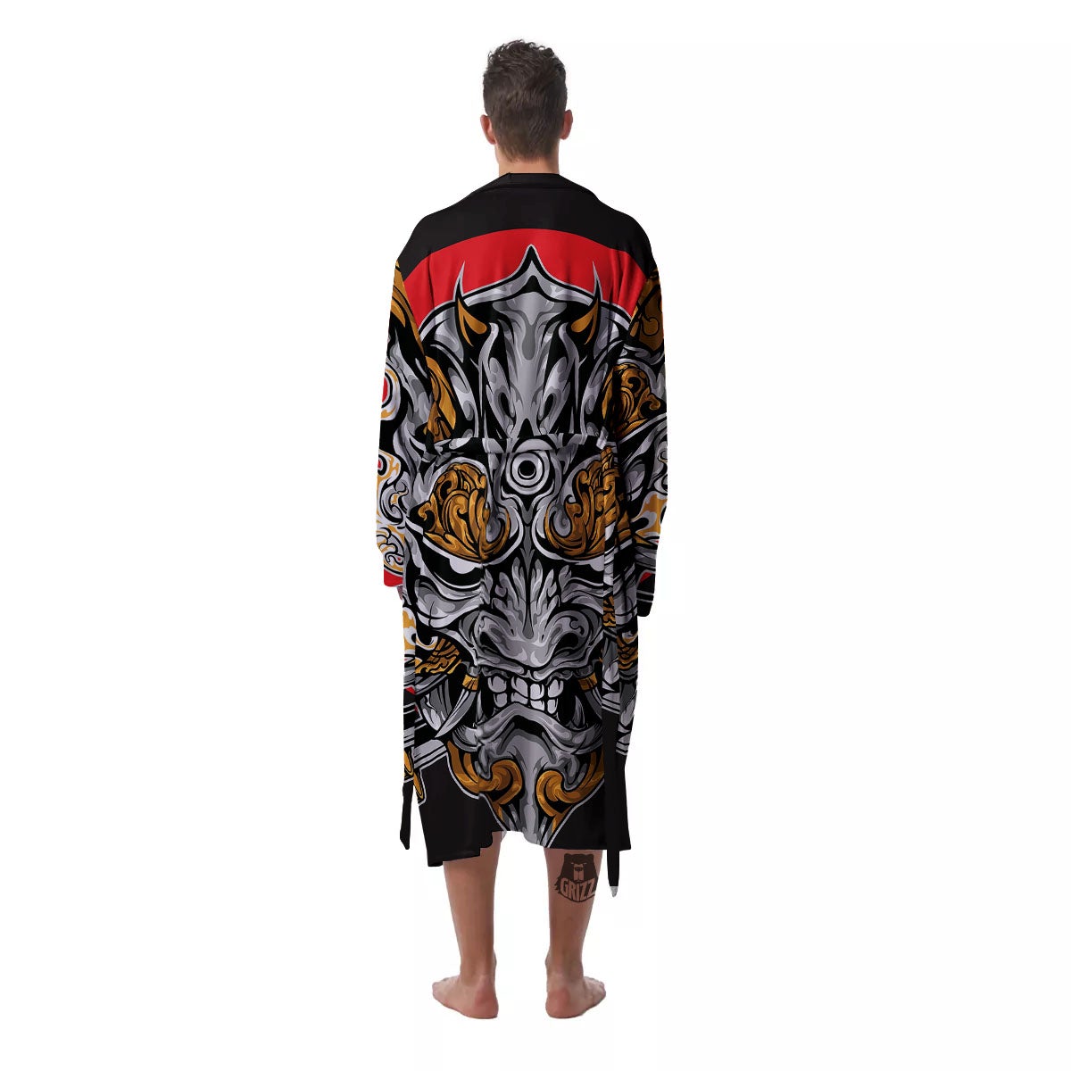Samurai Ghost Japanese Print Men's Robe-grizzshop