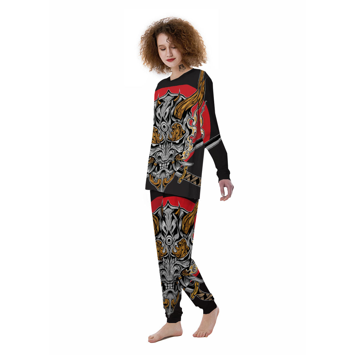 Samurai Ghost Japanese Print Women's Pajamas-grizzshop