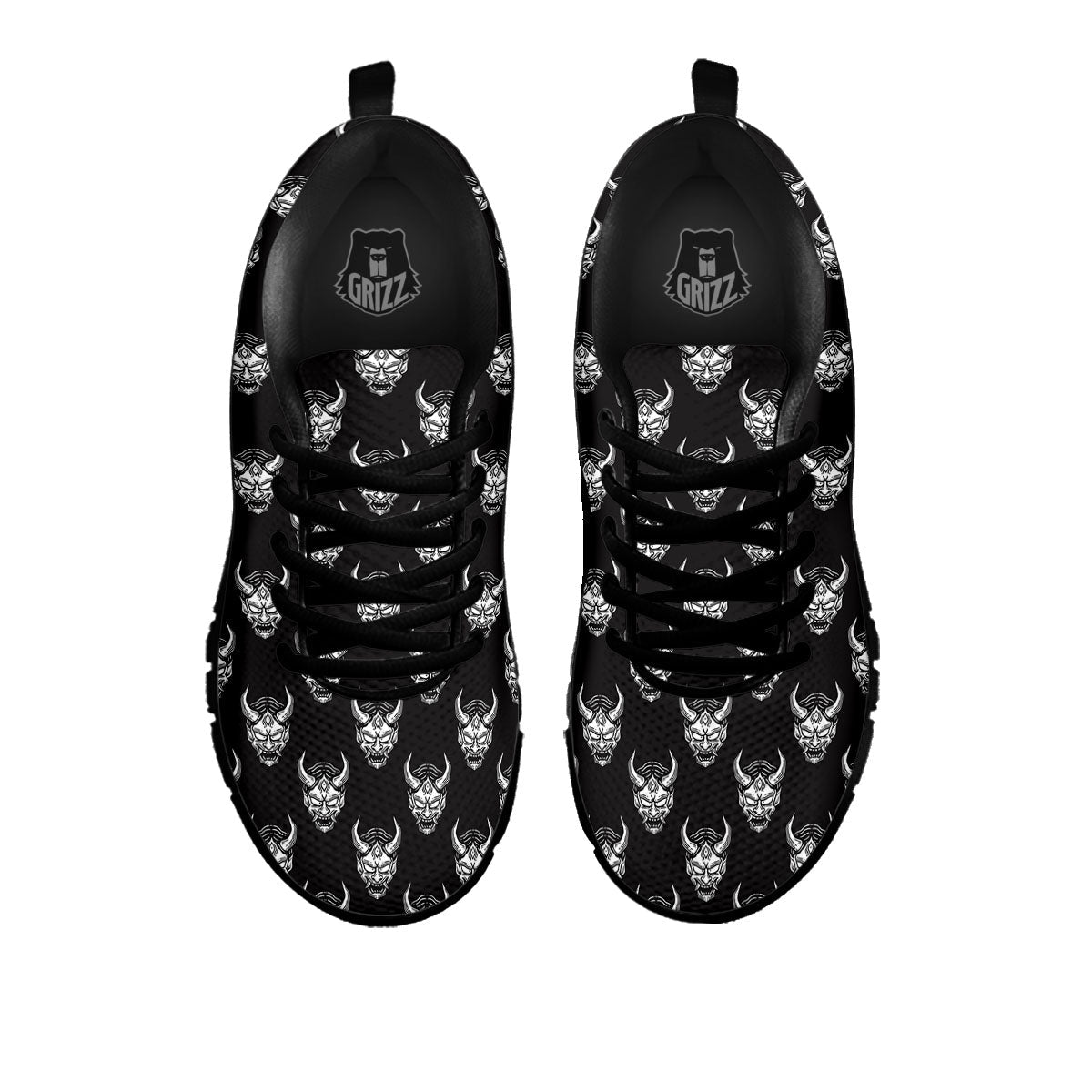 Samurai Ghost Mask Print Pattern Black Sneaker-grizzshop