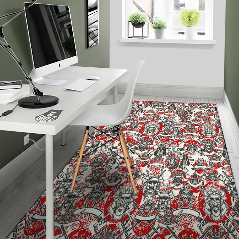 Samurai Japanese Print Pattern Floor Mat-grizzshop