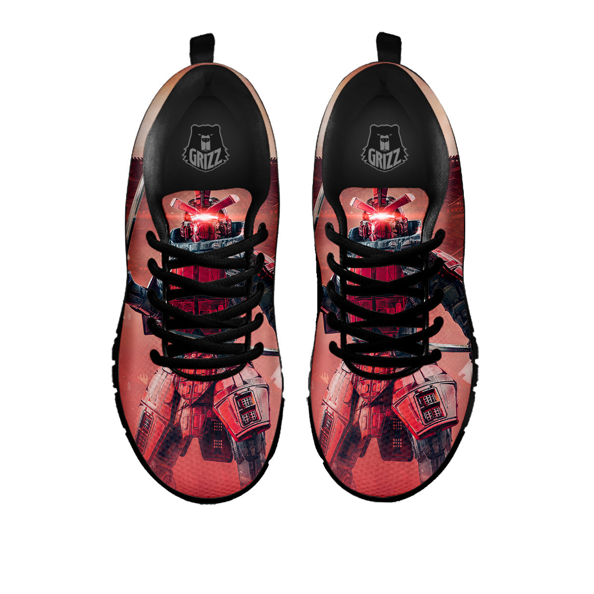 Samurai Robot Print Black Sneaker-grizzshop