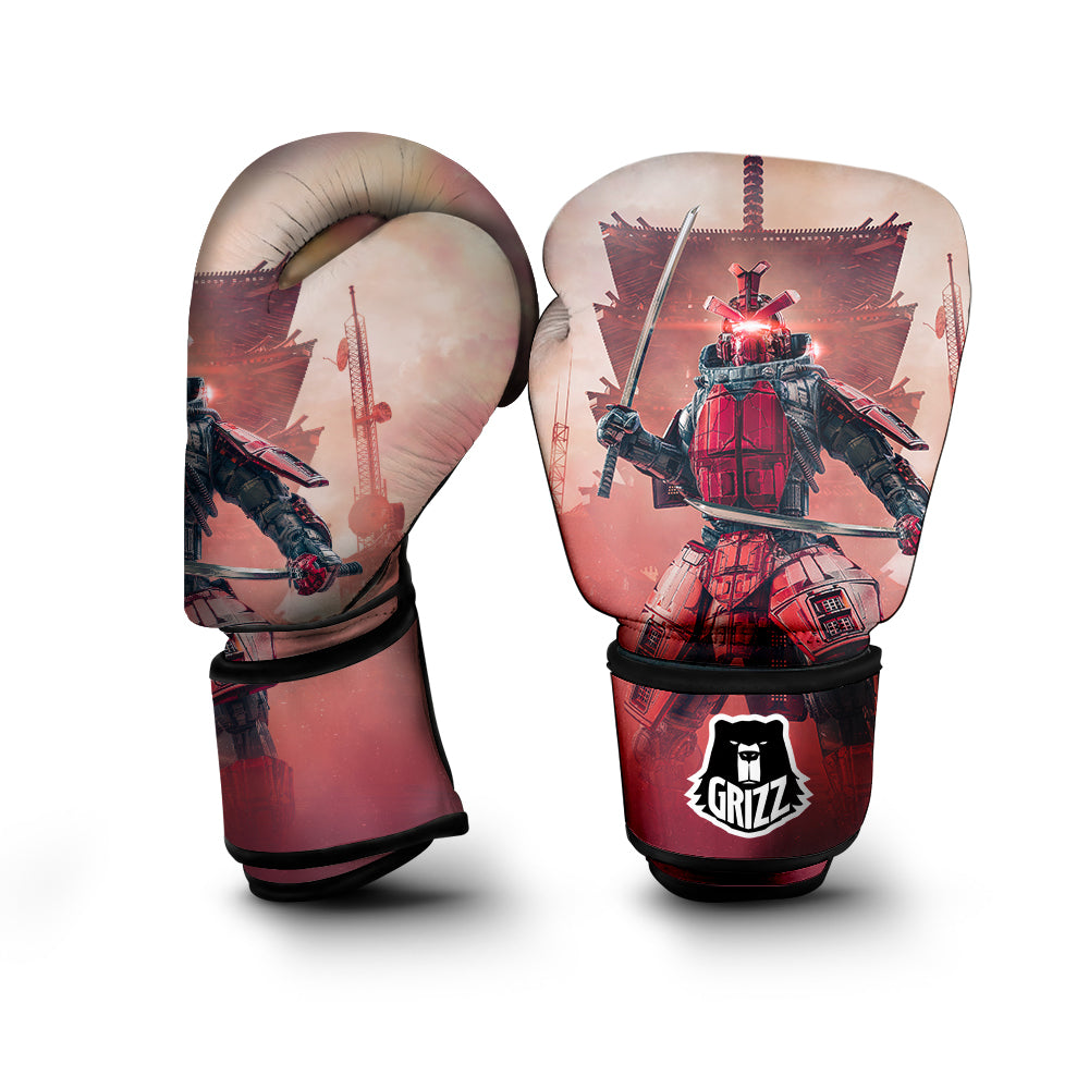 Samurai Robot Print Boxing Gloves-grizzshop