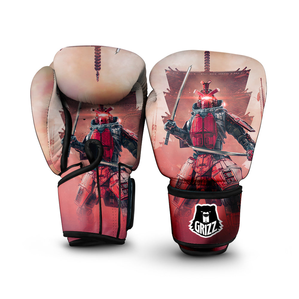 Samurai Robot Print Boxing Gloves-grizzshop