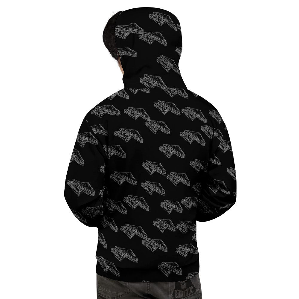 Sandwich Black Doodle Print Pattern Men's Hoodie-grizzshop