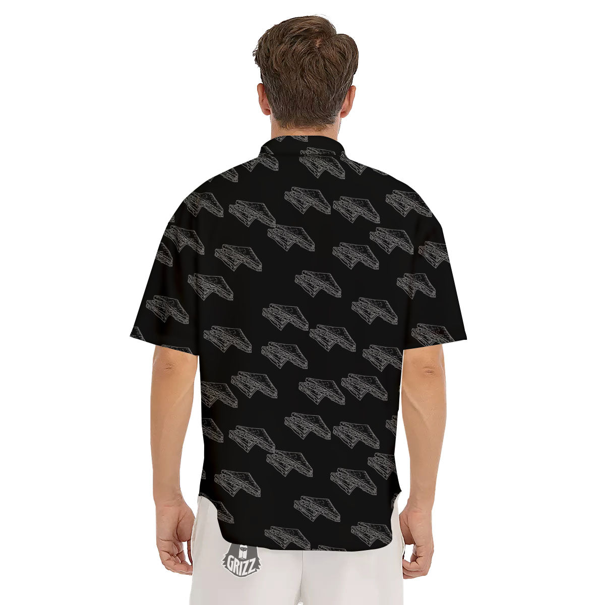 Sandwich Black Doodle Print Pattern Men's Short Sleeve Shirts-grizzshop