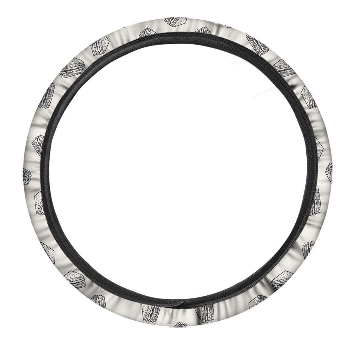 Sandwich Grey Doodle Print Pattern Car Steering Wheel Cover-grizzshop
