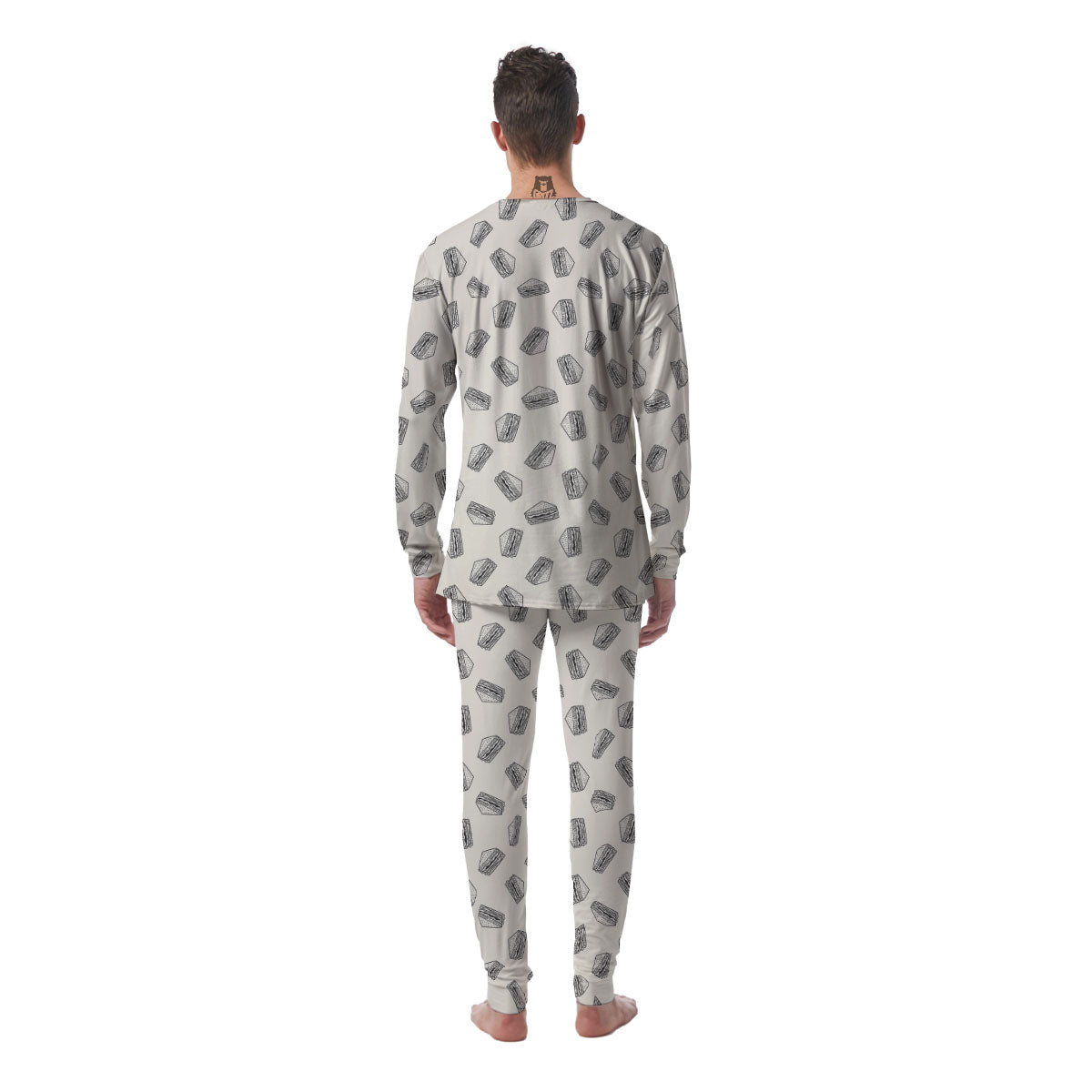 Sandwich Grey Doodle Print Pattern Men's Pajamas-grizzshop