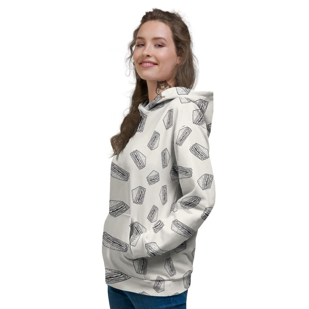 Sandwich Grey Doodle Print Pattern Women's Hoodie-grizzshop