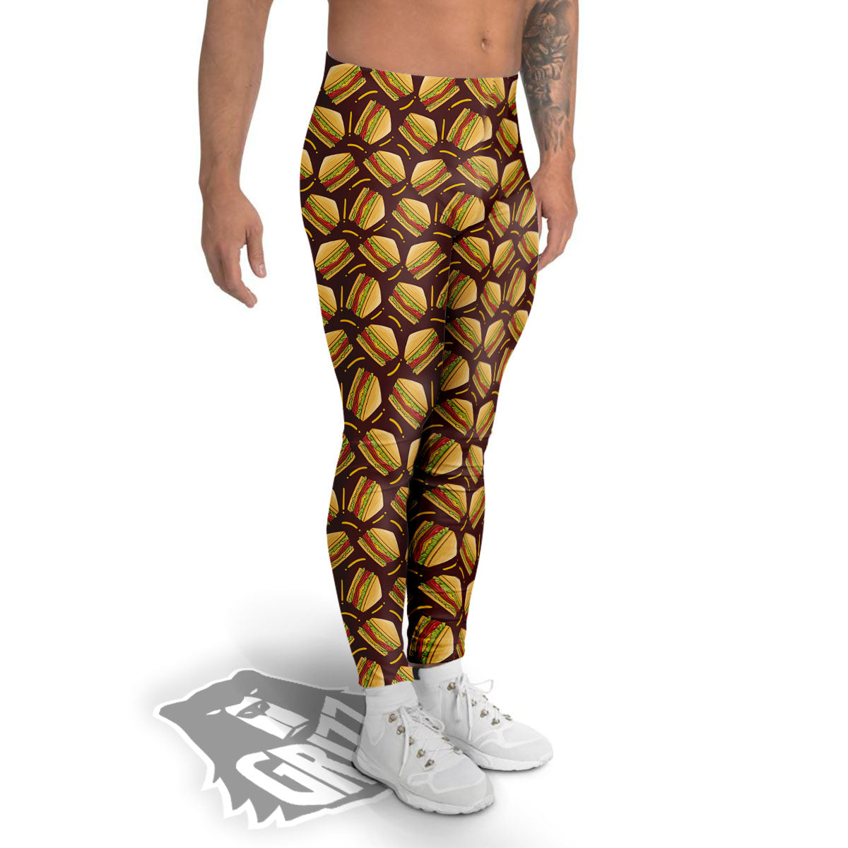 Sandwiches Brown Print Pattern Men's Leggings-grizzshop