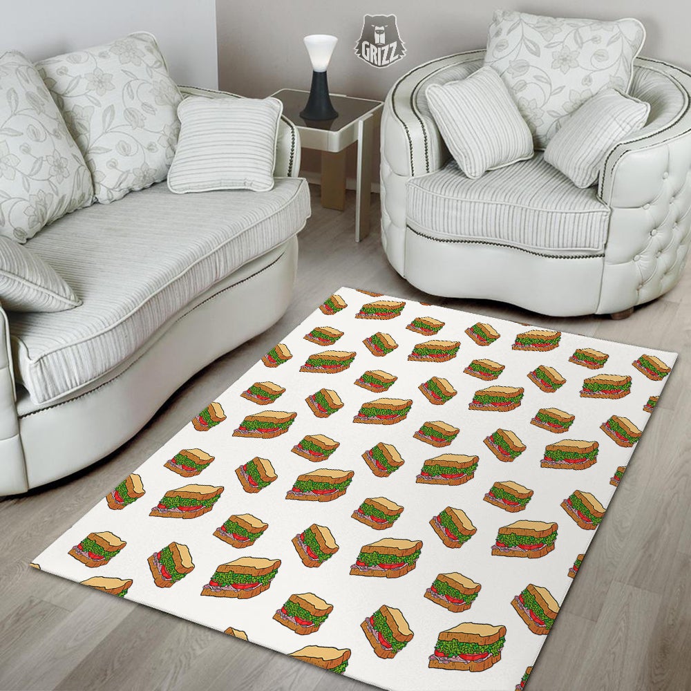 Sandwiches White Print Pattern Floor Mat-grizzshop
