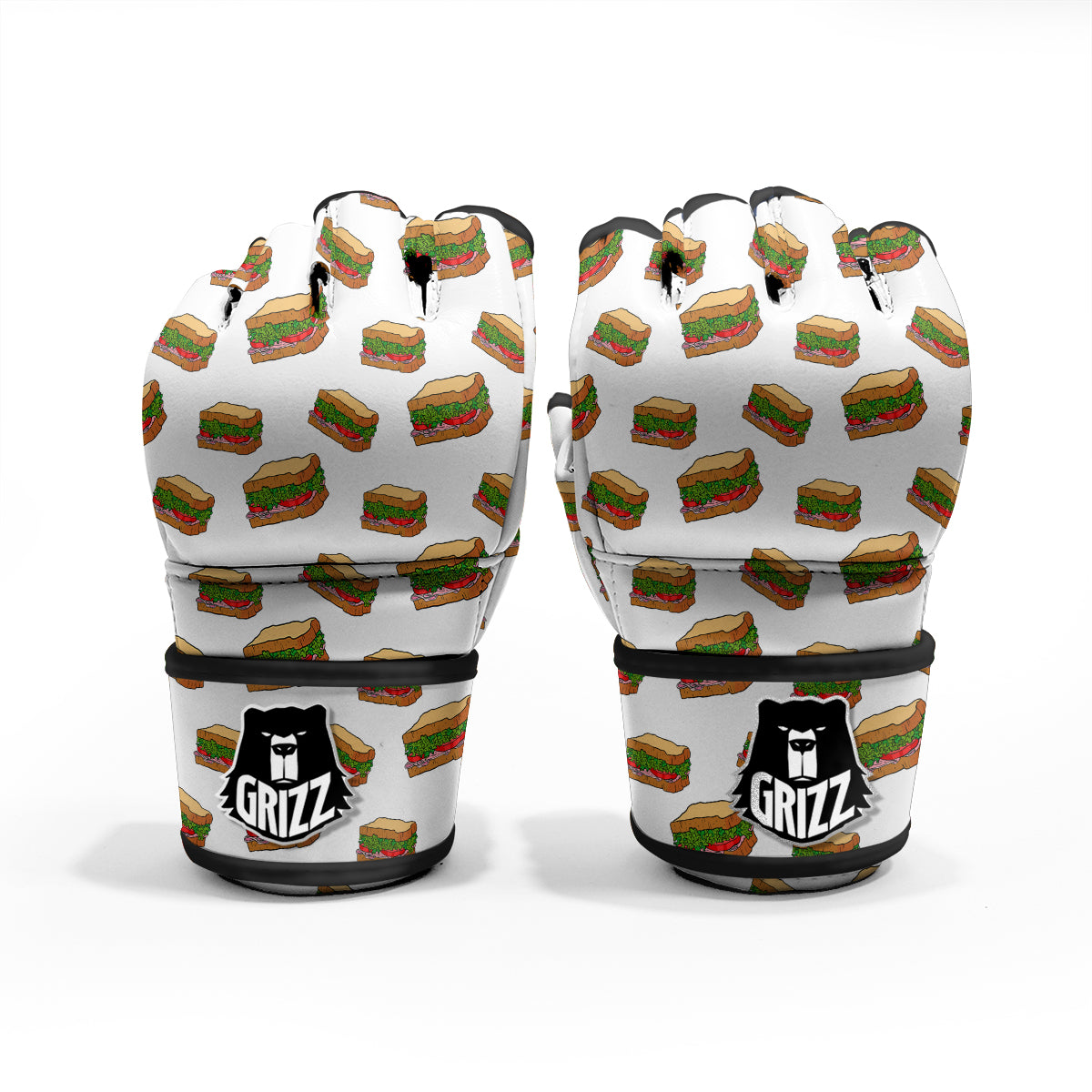 Sandwiches White Print Pattern MMA Gloves-grizzshop