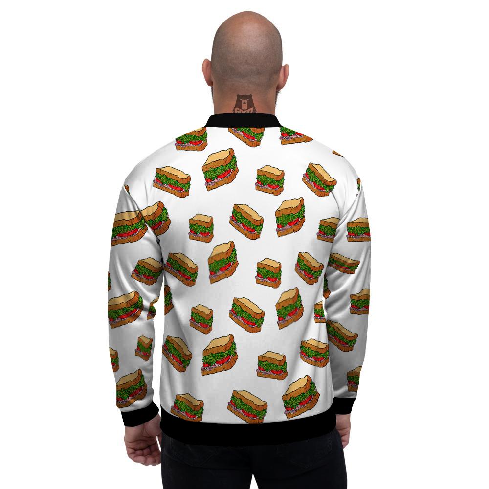 Sandwiches White Print Pattern Men's Bomber Jacket-grizzshop