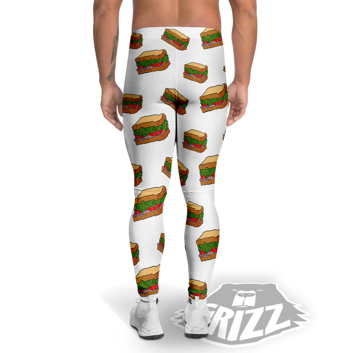 Sandwiches White Print Pattern Men's Leggings-grizzshop