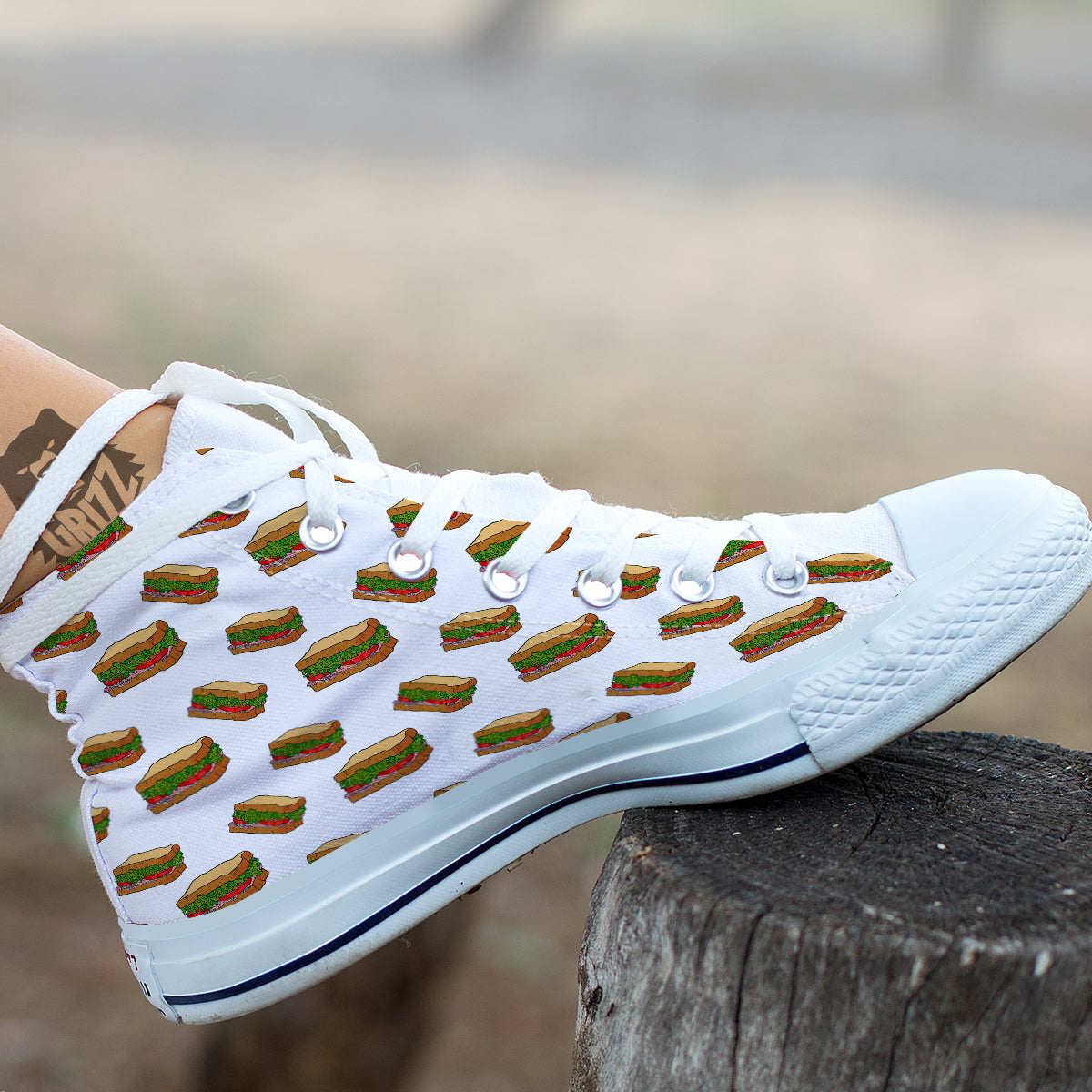 Sandwiches White Print Pattern White High Top Shoes-grizzshop