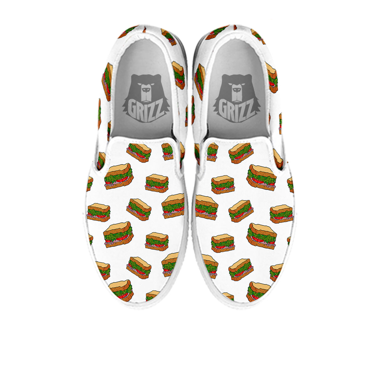 Sandwiches White Print Pattern White Slip On Shoes-grizzshop