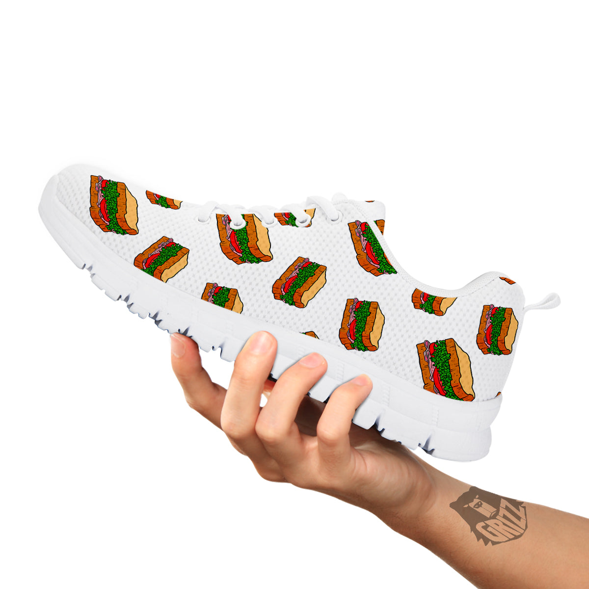 Sandwiches White Print Pattern White Sneaker-grizzshop