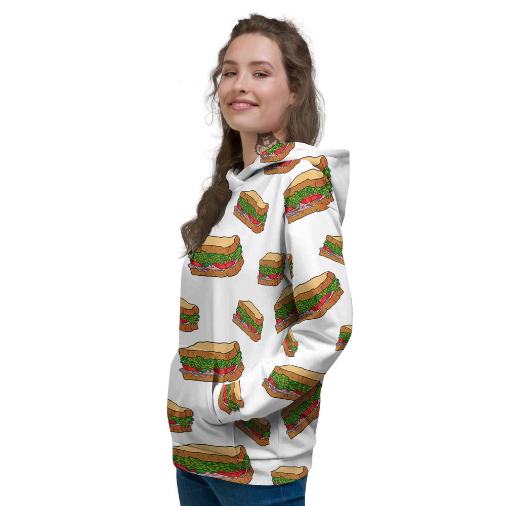 Sandwiches White Print Pattern Women's Hoodie-grizzshop