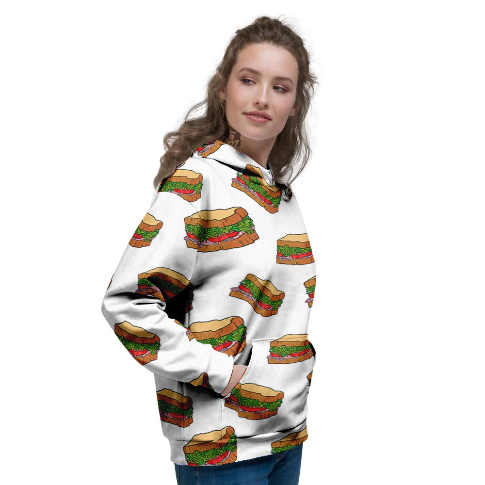 Sandwiches White Print Pattern Women's Hoodie-grizzshop