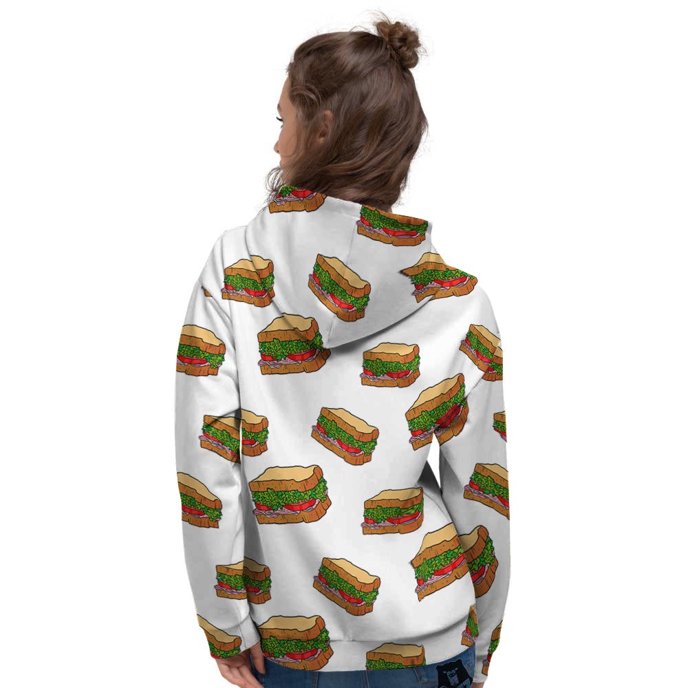 Sandwiches White Print Pattern Women's Hoodie-grizzshop