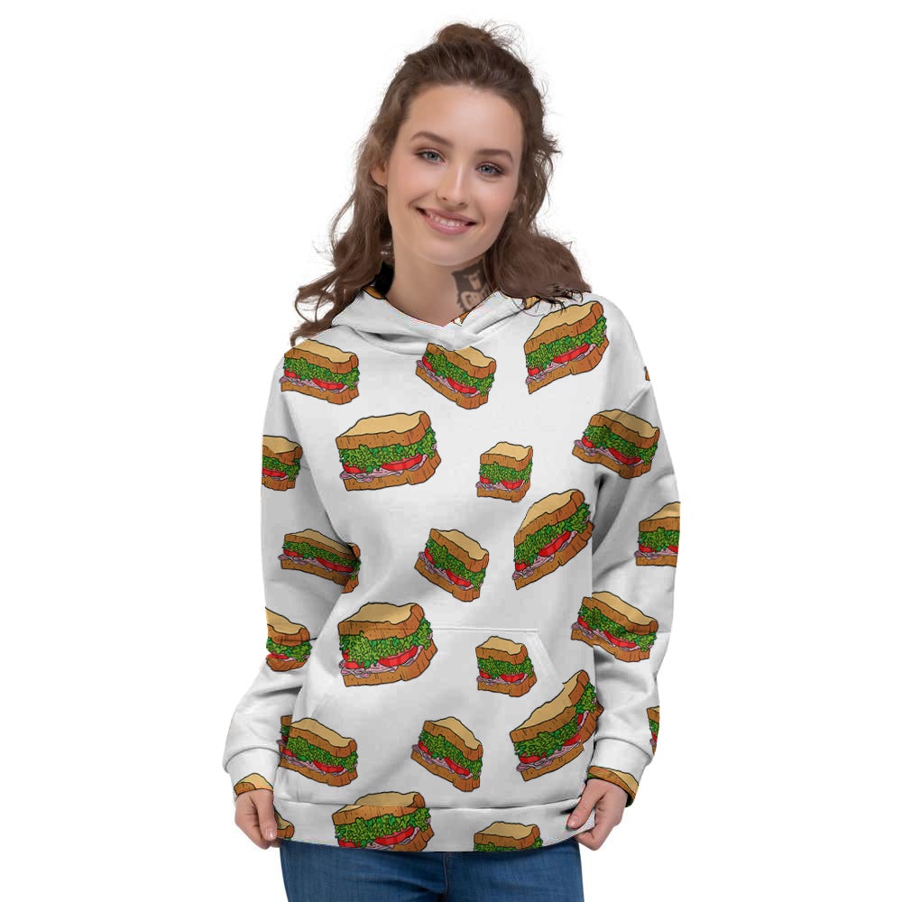 Sandwiches White Print Pattern Women's Hoodie-grizzshop