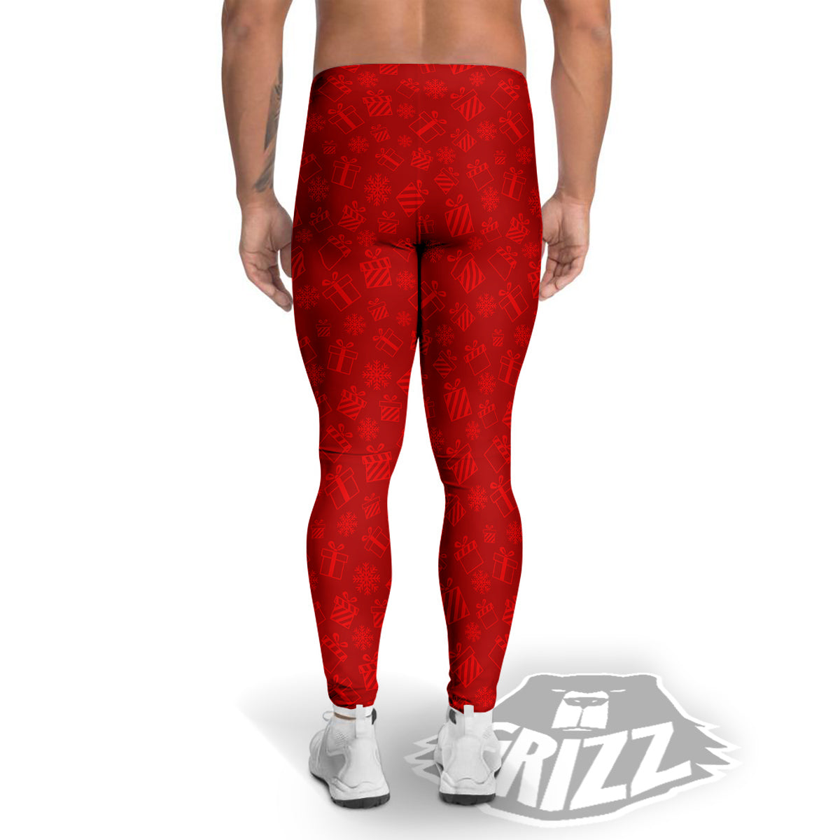 Santa Christmas Gift Print Pattern Men's Leggings-grizzshop
