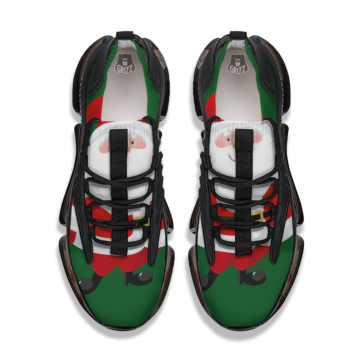 Santa Claus Cartoon Print Black Gym Shoes-grizzshop