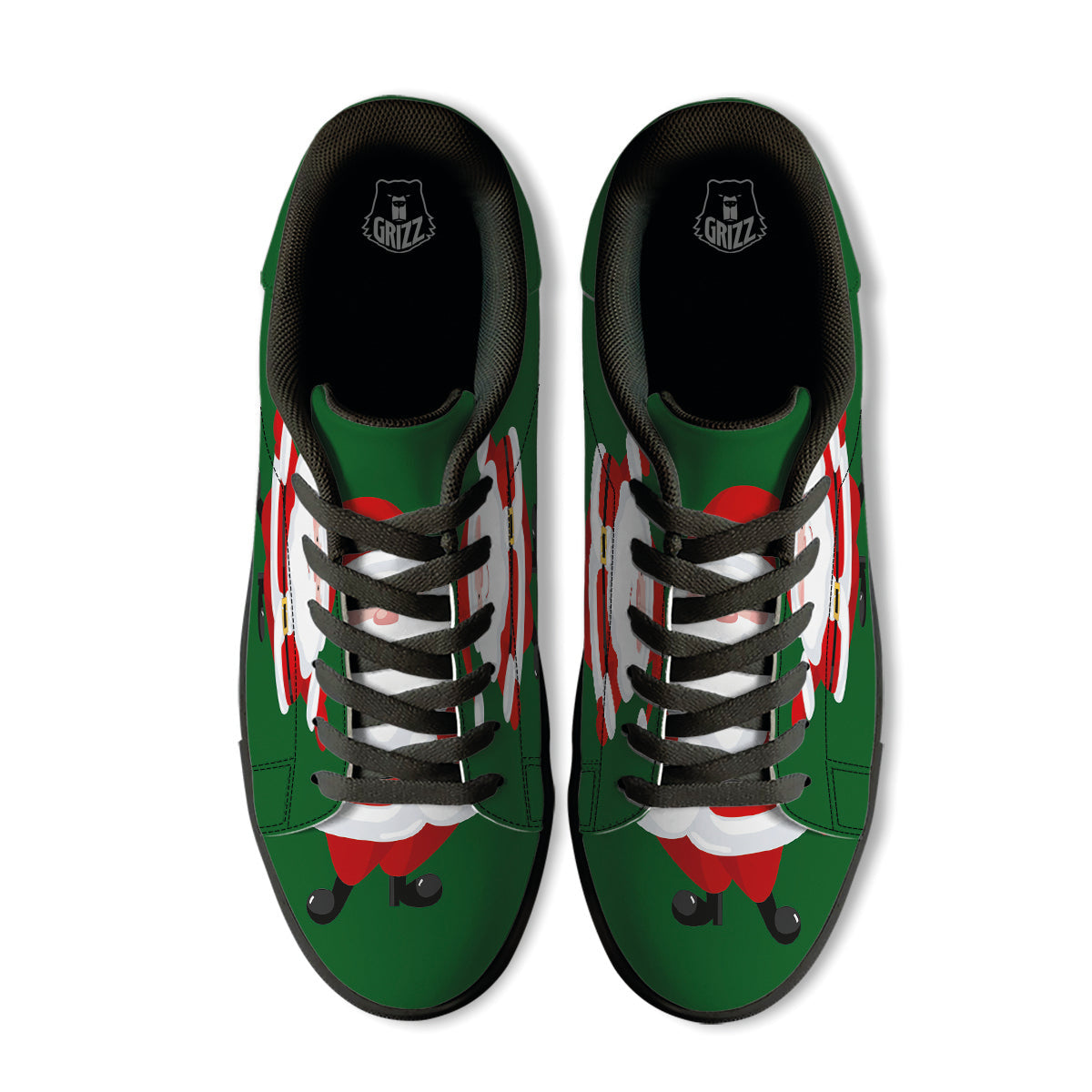 Santa Claus Cartoon Print Black Low Top Sneakers-grizzshop