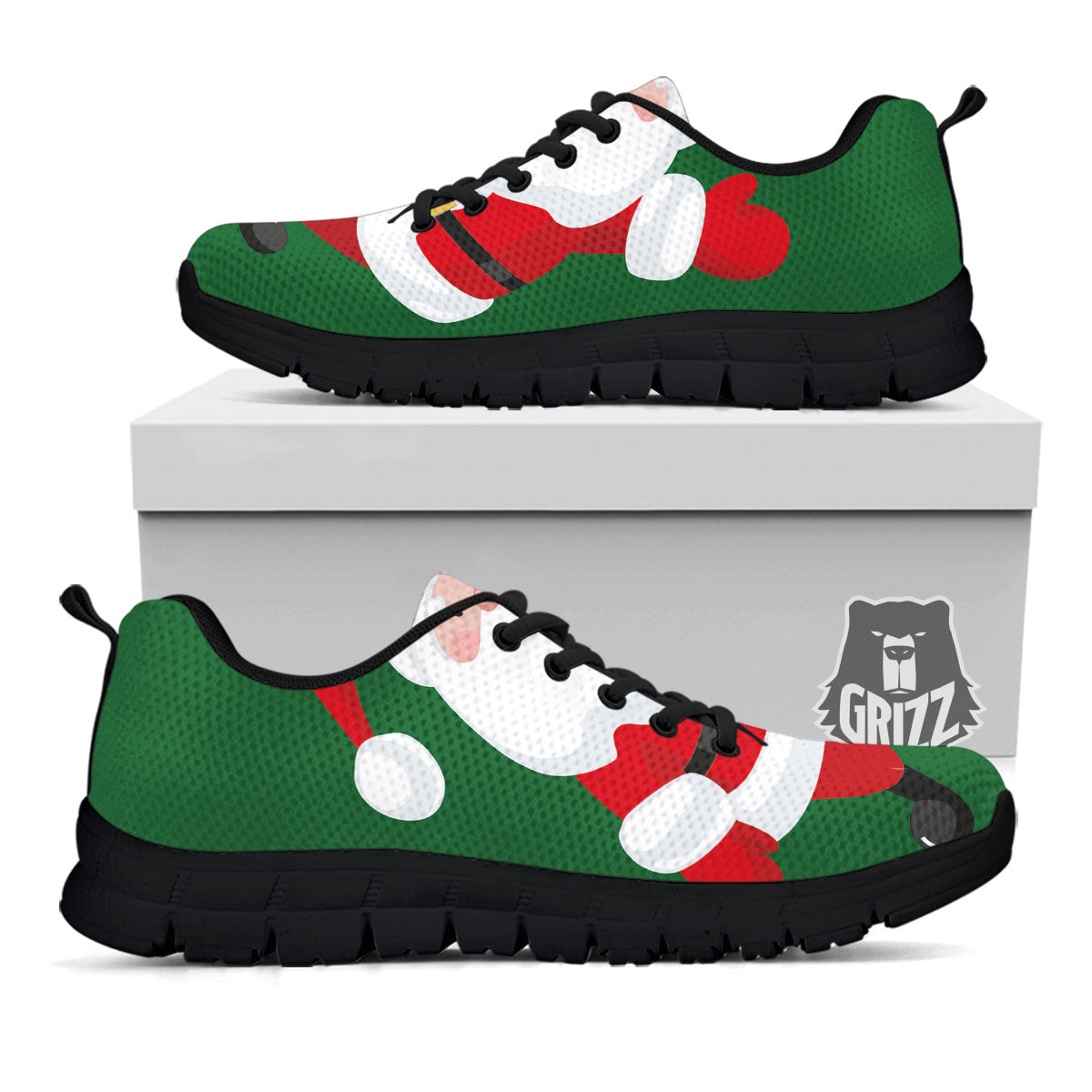 Santa Claus Cartoon Print Black Sneaker-grizzshop