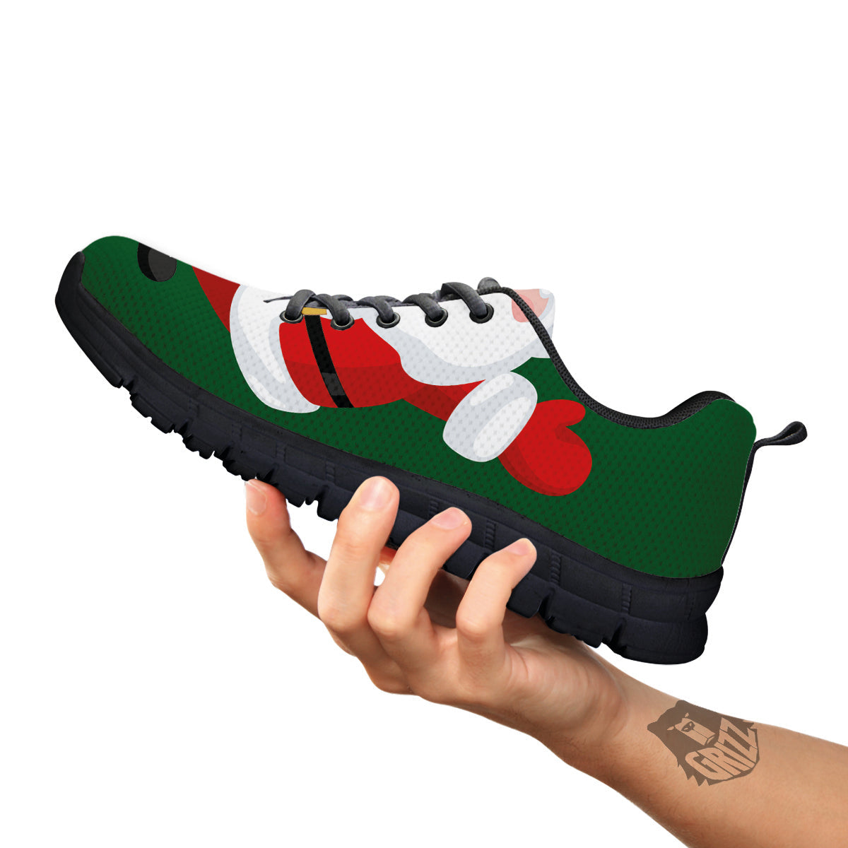 Santa Claus Cartoon Print Black Sneaker-grizzshop