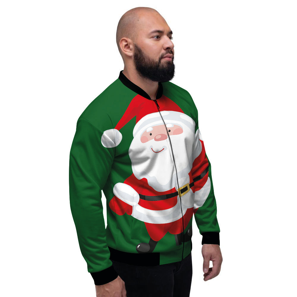 Santa Claus Cartoon Print Men's Bomber Jacket-grizzshop