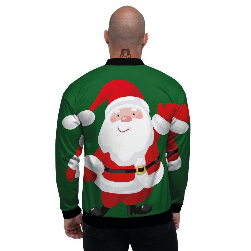 Santa Claus Cartoon Print Men's Bomber Jacket-grizzshop