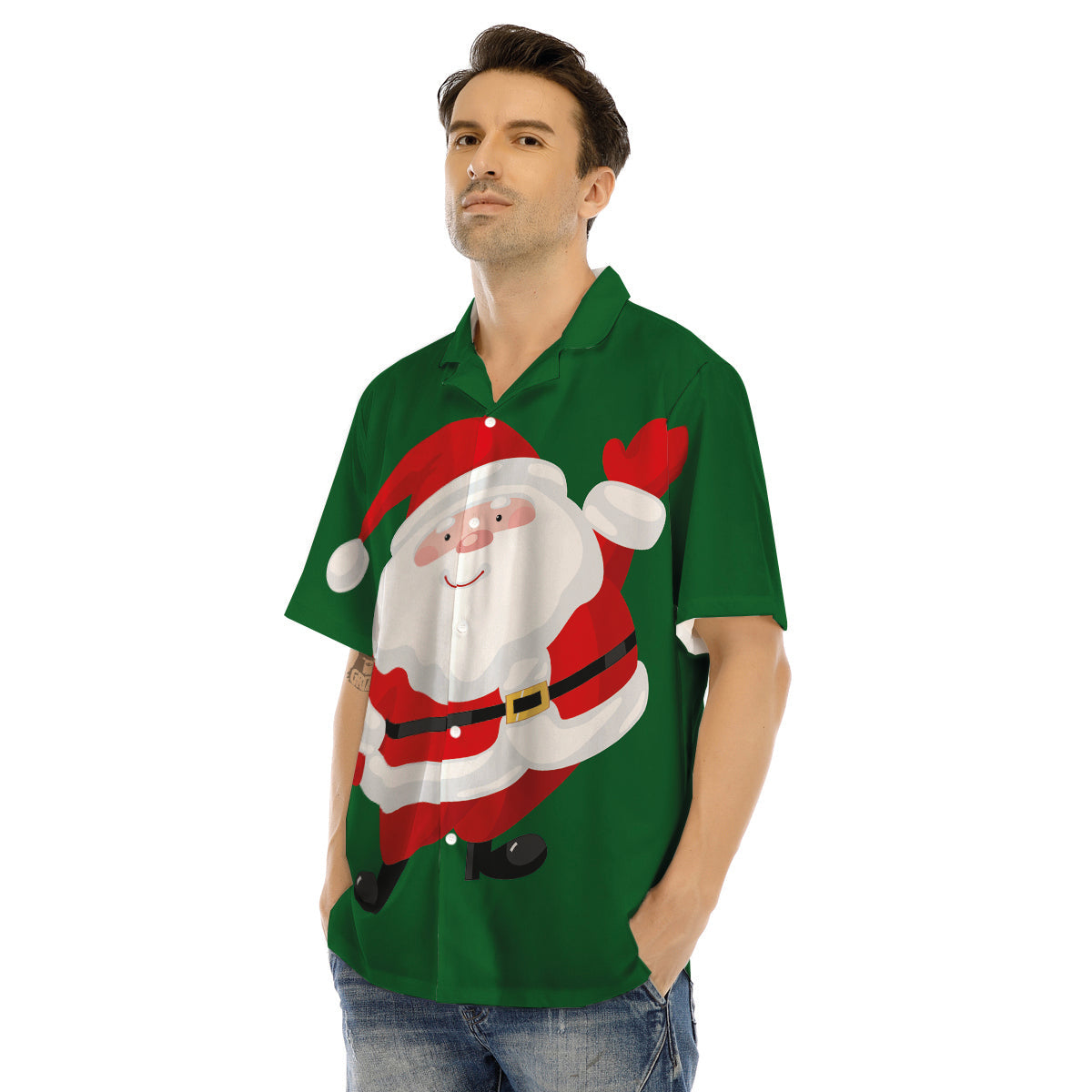 Santa Claus Cartoon Print Men's Hawaiian Shirt-grizzshop