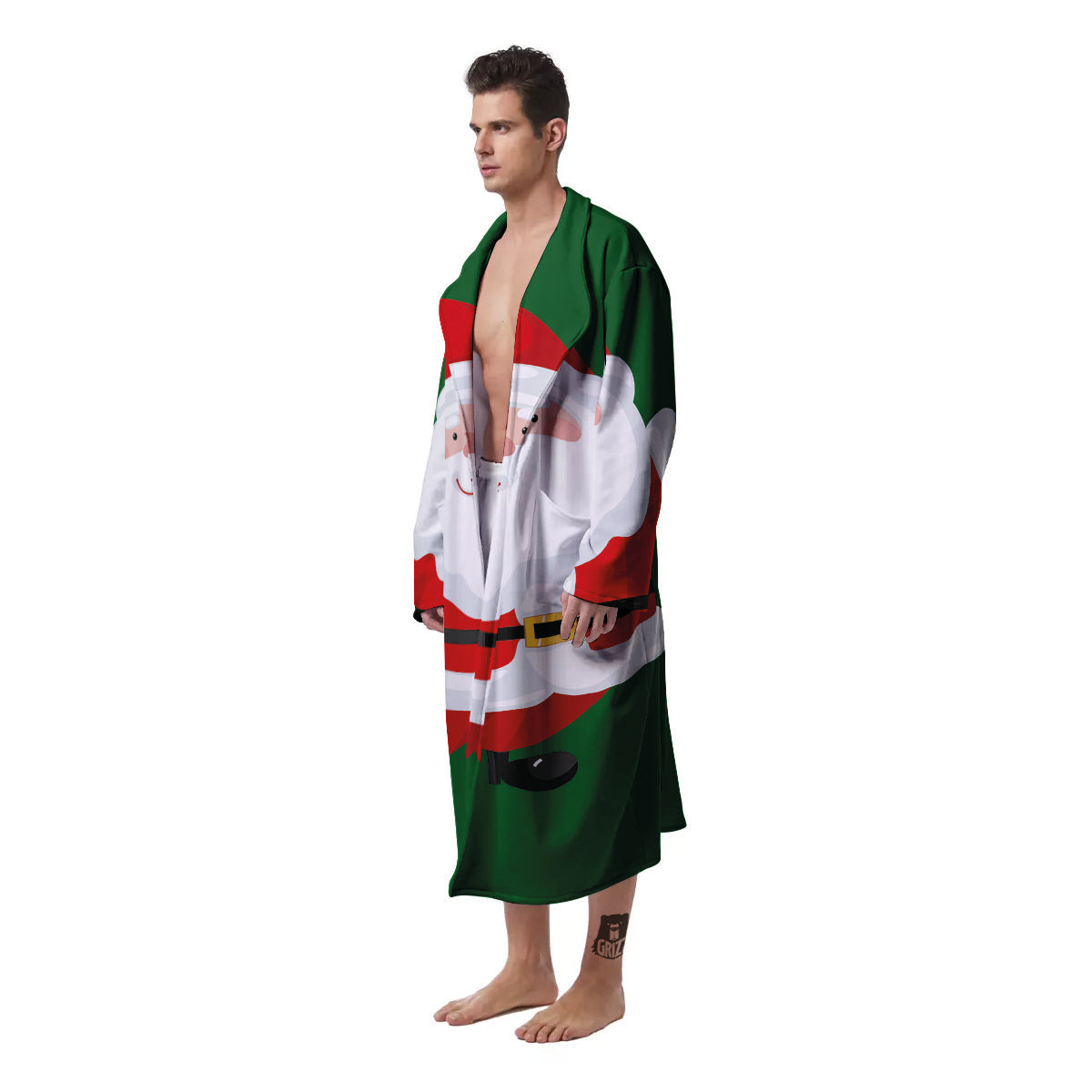 Santa Claus Cartoon Print Men's Robe-grizzshop
