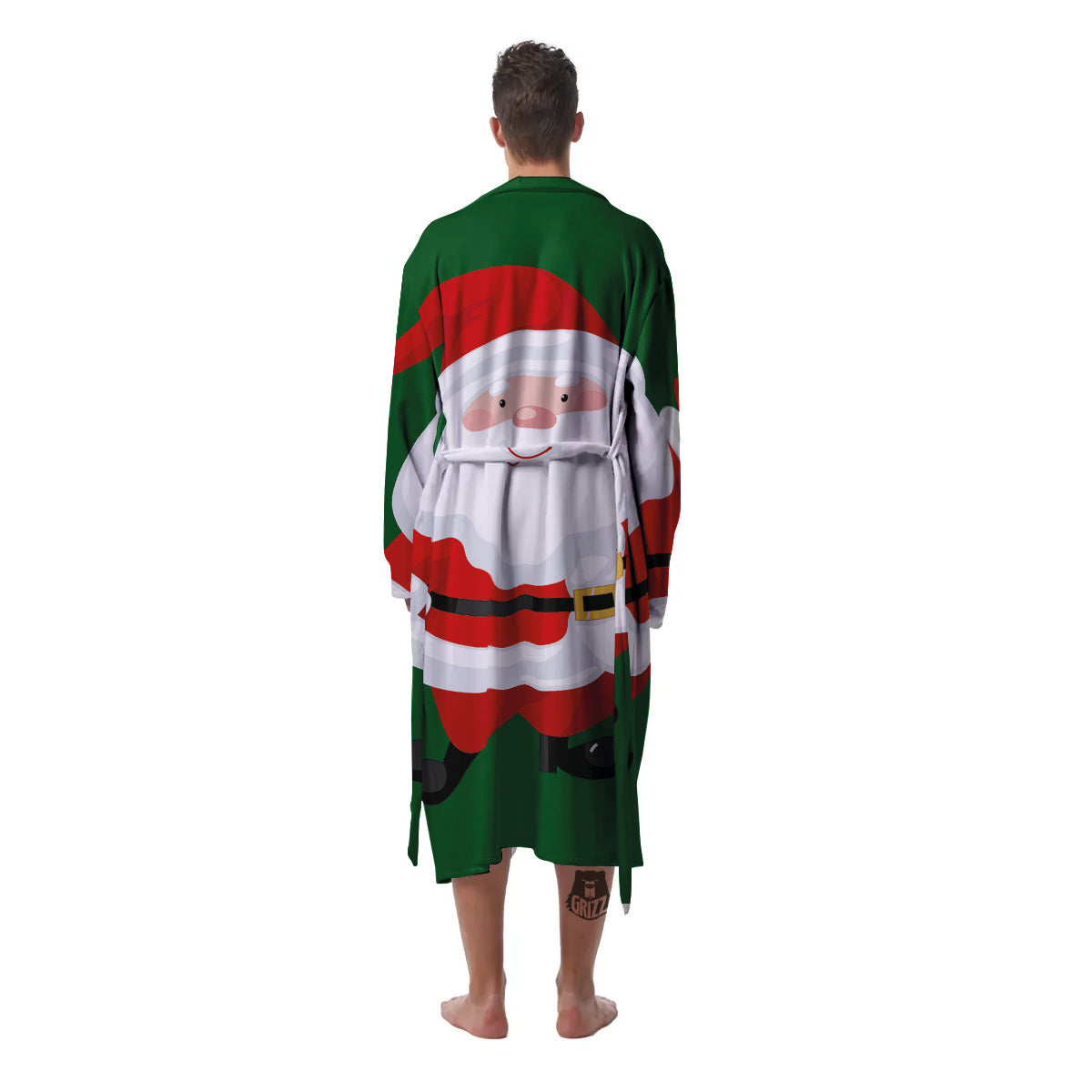 Santa Claus Cartoon Print Men's Robe-grizzshop