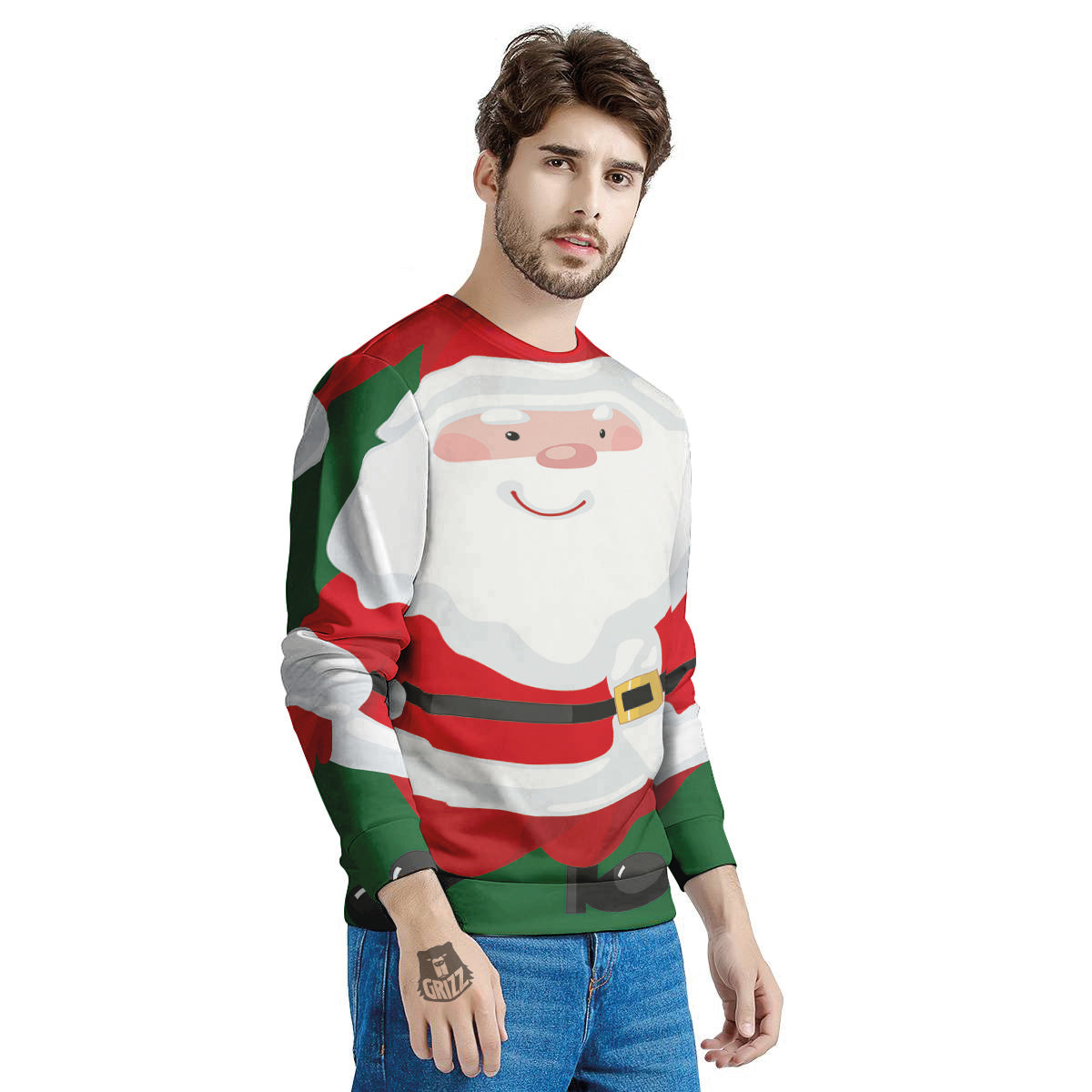 Santa Claus Cartoon Print Men's Sweatshirt-grizzshop