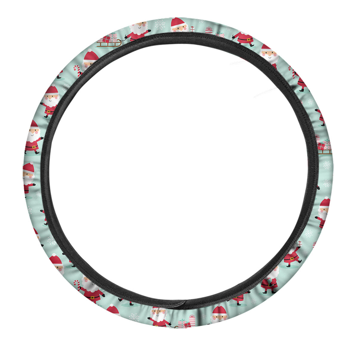 Santa Claus Cartoon Print Pattern Car Steering Wheel Cover-grizzshop