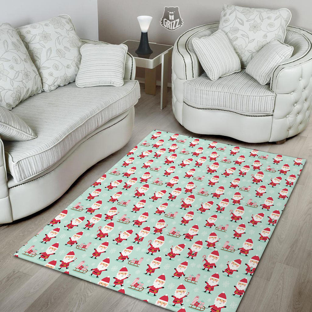 Santa Claus Cartoon Print Pattern Floor Mat-grizzshop