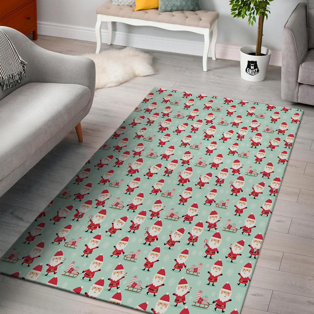 Santa Claus Cartoon Print Pattern Floor Mat-grizzshop