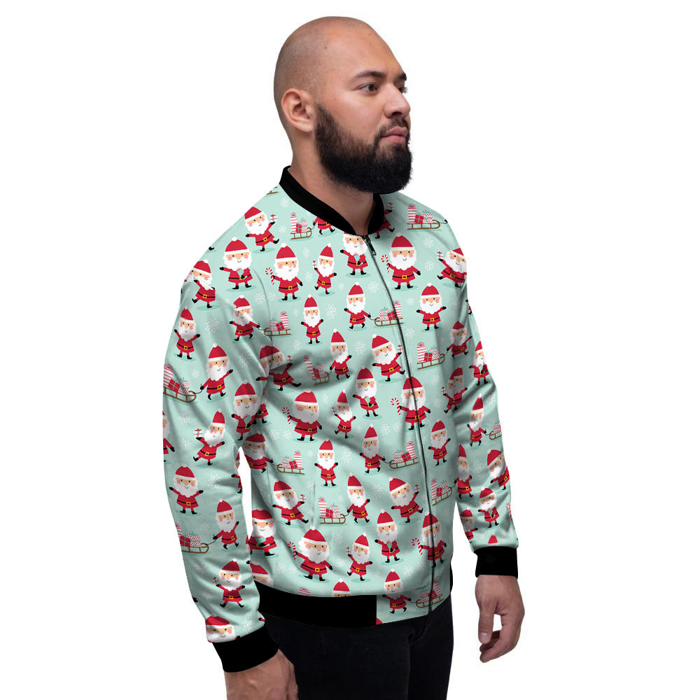 Santa Claus Cartoon Print Pattern Men's Bomber Jacket-grizzshop